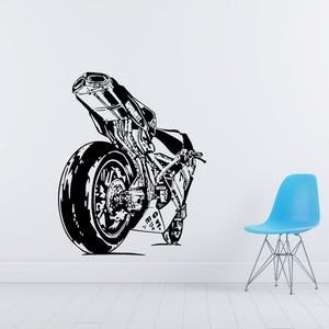 Black motorcycle sketch vinyl wall decal