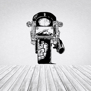 Black motorcycle sketch wall decal, vinyl sticker for car or wall