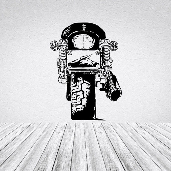 Black motorcycle sketch wall decal, vinyl sticker for car or wall