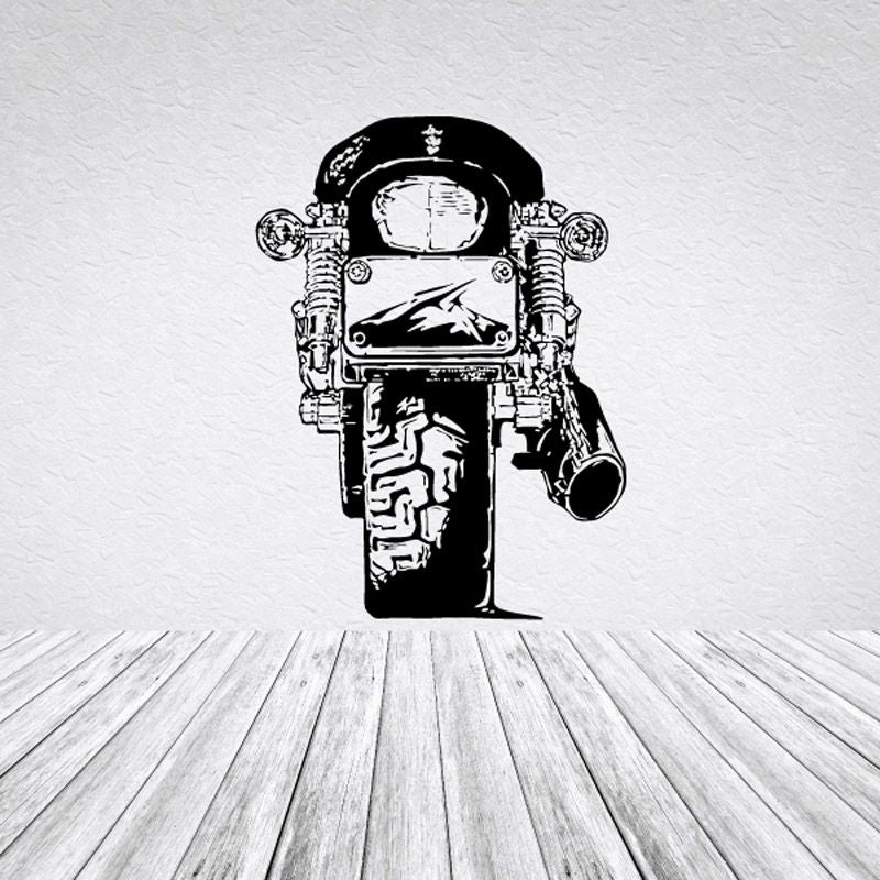 Black motorcycle sketch wall decal, vinyl sticker for car or wall