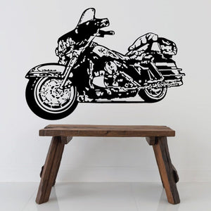 Black motorcycle sketch vinyl wall decal with detailed side view design