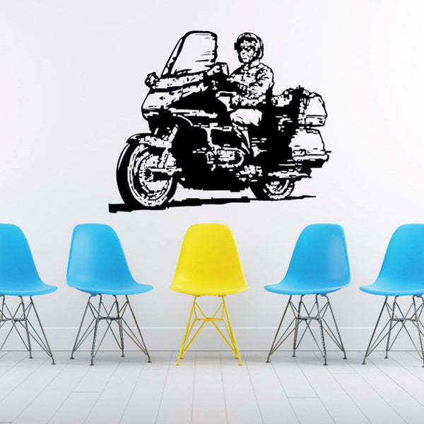 Motorcycle sketch wall decal in black vinyl