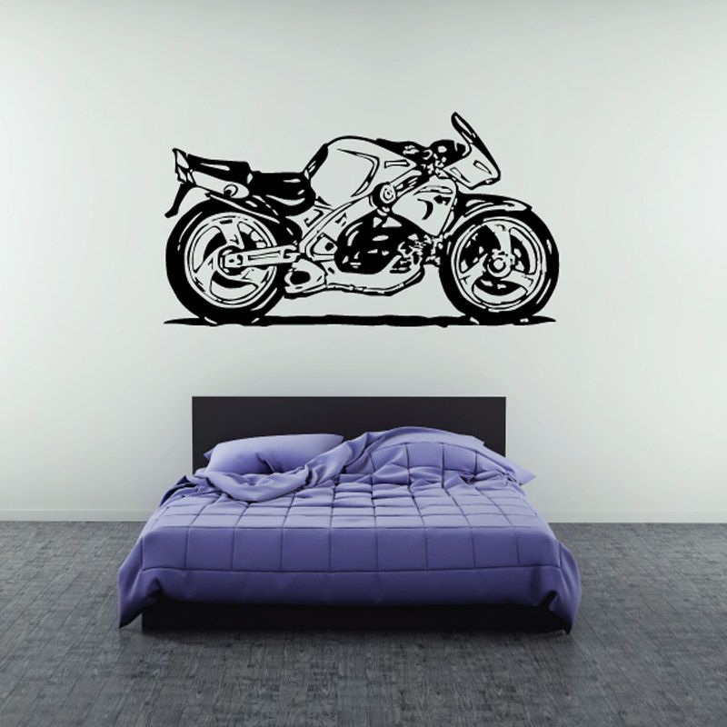 Image of Motorcycle Sketch Wall Decal - Vinyl Decal - Car Decal - CD024