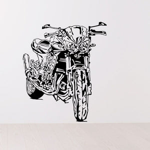 Motorcycle sketch wall decal, black line art vinyl sticker