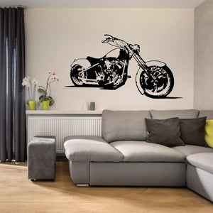 Motorcycle sketch wall decal in black with white speckle, vinyl style