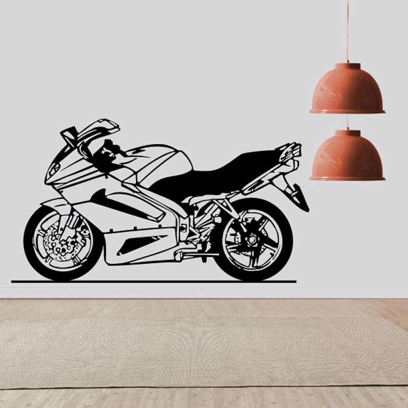 Image of Motorcycle Sketch Wall Decal - Vinyl Decal - Car Decal - CD028