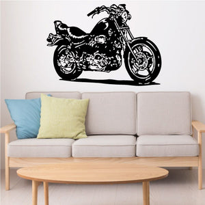 Motorcycle sketch wall decal vinyl sticker, black line art of a full-size bike
