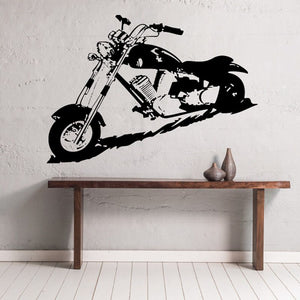 Motorcycle wall decal vinyl in black sketch style, detailed sportbike silhouette