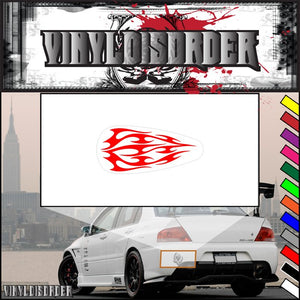 Motorcycle tank flames vinyl decal, red flame graphic on white backing