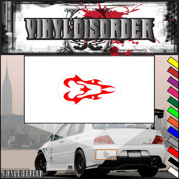 Motorcycle tank flames vinyl decal, red flame design on white