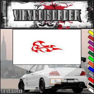 Motorcycle tank flames vinyl decal, red flame on white background