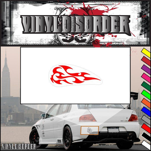 Motorcycle tank flames vinyl decal, red flame on white background