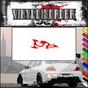Vinyl flames decal with red flame emblem on white backing