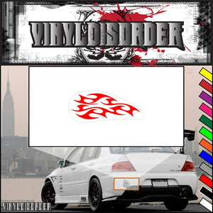 Vinyl flame decal with red flame graphic on white backing