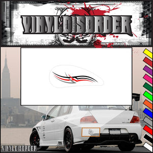 Motorcycle tribal tank vinyl decal with red and black swoosh on white backing