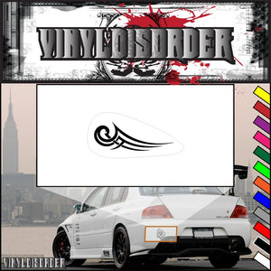 Motorcycle tribal tank decal vinyl sticker, black flame-style graphic on white backing