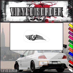Motorcycle tribal tank decal vinyl sticker with black winged eye emblem on white backing