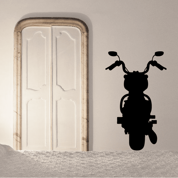Black motorcycle vinyl wall decal with bold silhouette