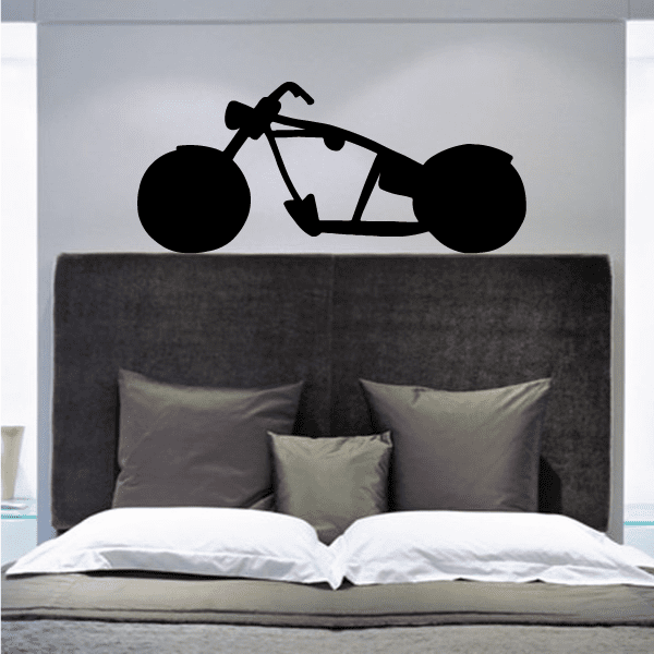 Black motorcycle wall decal vinyl sticker silhouette on wall