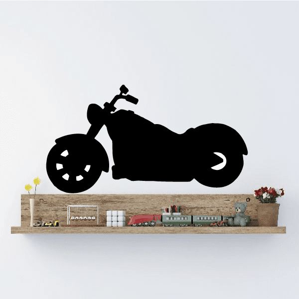 Motorcycle wall decal, black vinyl silhouette of a sport bike on a wall