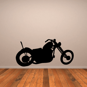 Motorcycle wall decal vinyl, black motorcycle silhouette with wheels and handlebars