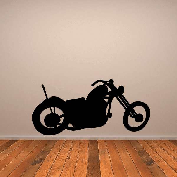 Motorcycle wall decal vinyl, black motorcycle silhouette with wheels and handlebars