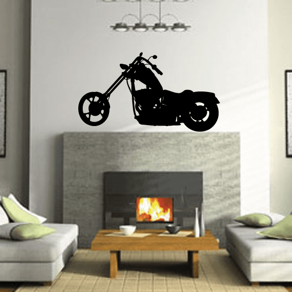 Black motorcycle wall vinyl decal silhouette