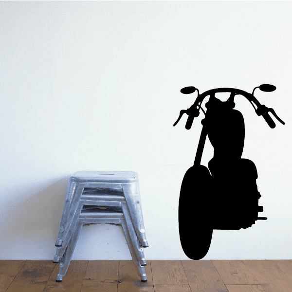 Black motorcycle vinyl wall decal with rider silhouette