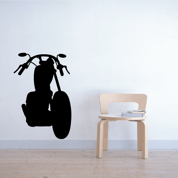 Black motorcycle rider vinyl wall decal silhouette