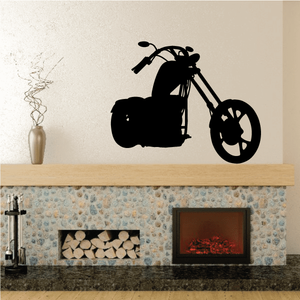Black motorcycle wall decal in vinyl, riding style side view