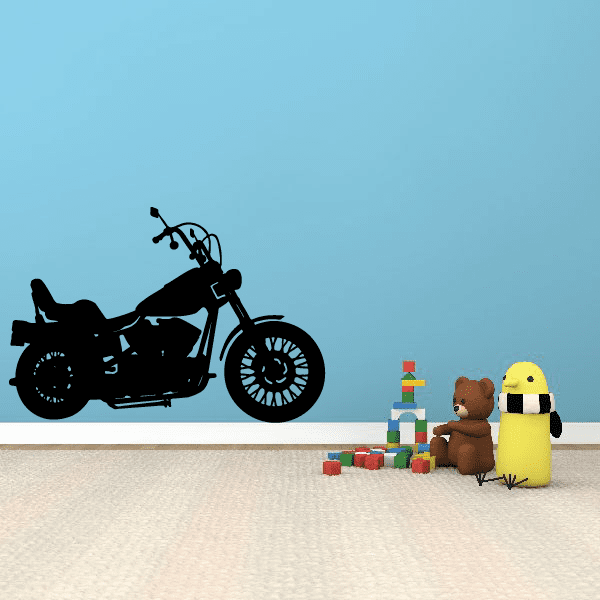 Motorcycle vinyl wall decal, black motorcycle silhouette