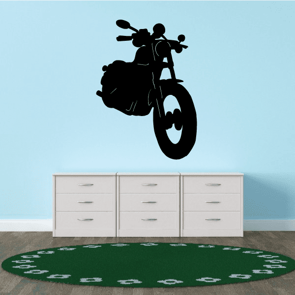 Motorcycle wall decal vinyl with black motorcycle silhouette