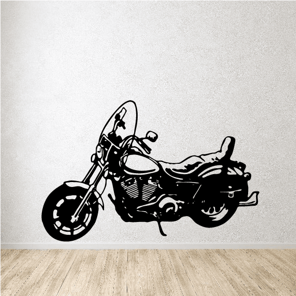 Motorcycle wall decal, black vinyl silhouette of a sport bike