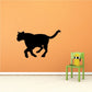 Mountain lion chasing decal, black cat silhouette with tail raised