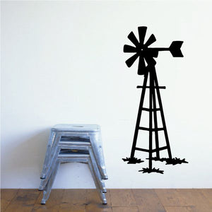 Black windmill vinyl wall decal silhouette