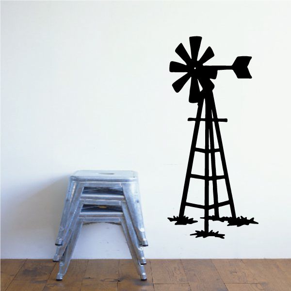 Black windmill vinyl wall decal silhouette
