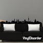 Munich skyline wall decal, black city silhouette with church and tower shapes.
