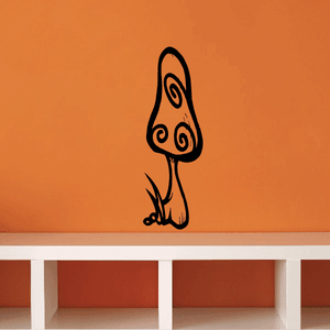 Swirled fairy mushroom and grass wall decal in black line art
