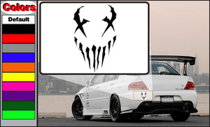 Mushroom head decal with black skull face graphic and jagged teeth
