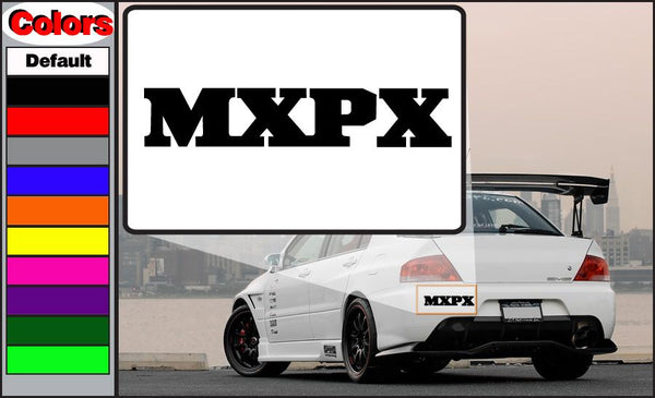 MXPX decal with bold black 'MXPX' lettering on white background