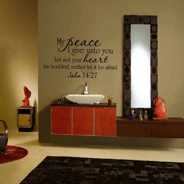 Religious wall decal with script text: My Peace I give unto you, John 14:27