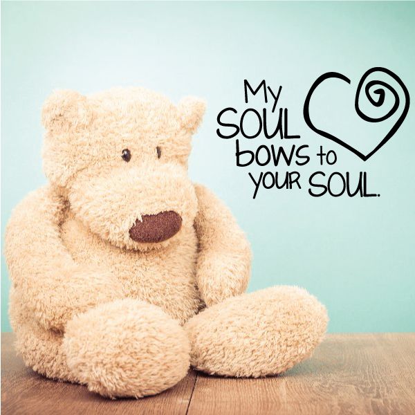 Wall decal: 'My Soul Bows to your Soul' quote with heart swirl icon