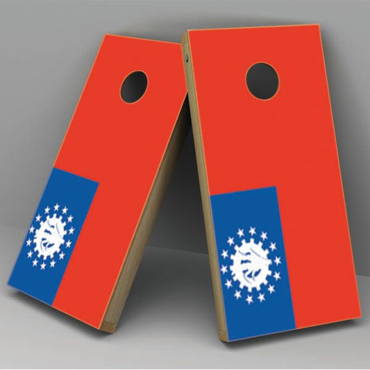 Myanmar (Burma) Flag Cornhole Board Vinyl Decal Wrap