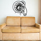 Ram head decal in black circular ornamental line art