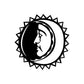 Astrology window vinyl decal: black-and-white circular sign with woman's face