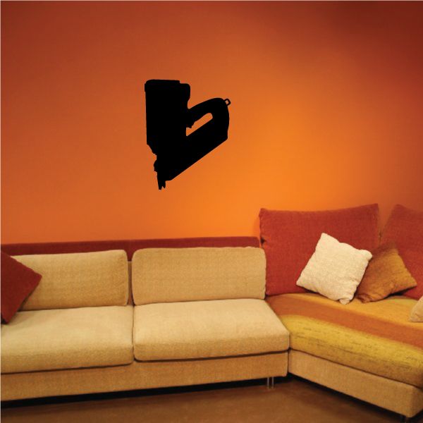 Nail gun wall decal, black silhouette