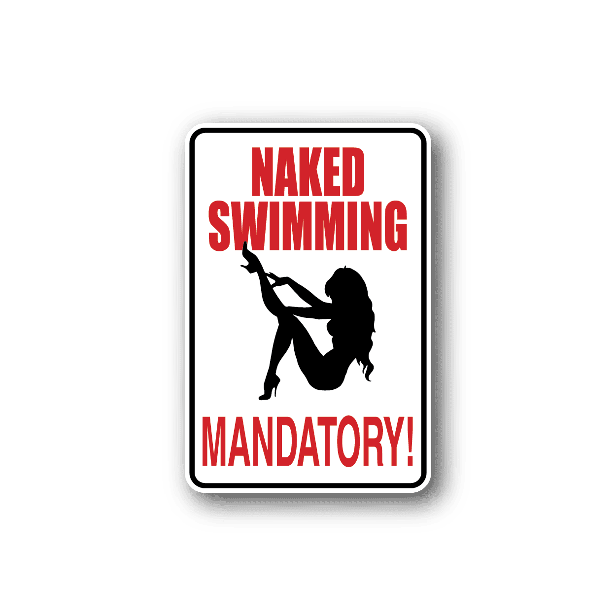 Image of Naked Swimming Mandatory Fun Sign Wall Decal - Vinyl Sticker - Car Sticker - Die Cut Sticker - CD124