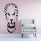 Narrow tiger head wall decal, black and white line art with roaring mouth