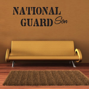 National Guard Son decal in black “NATIONAL GUARD” with cursive “Son” lettering