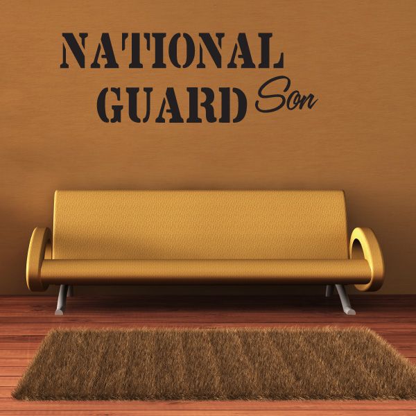 National Guard Son decal in black “NATIONAL GUARD” with cursive “Son” lettering